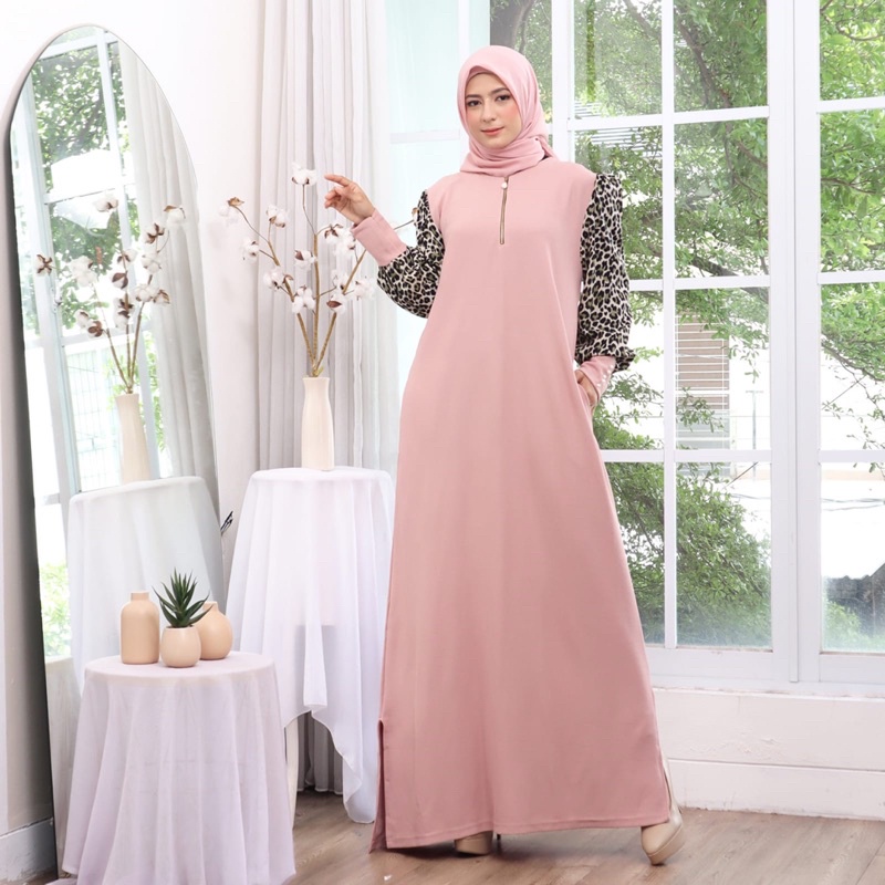 GAMIS PUFF TANGAN LEOPARD KAOS JUMBO XXL BUSUI SLETING TANGAN MUTIARA MACAN MELAR MUSLIM