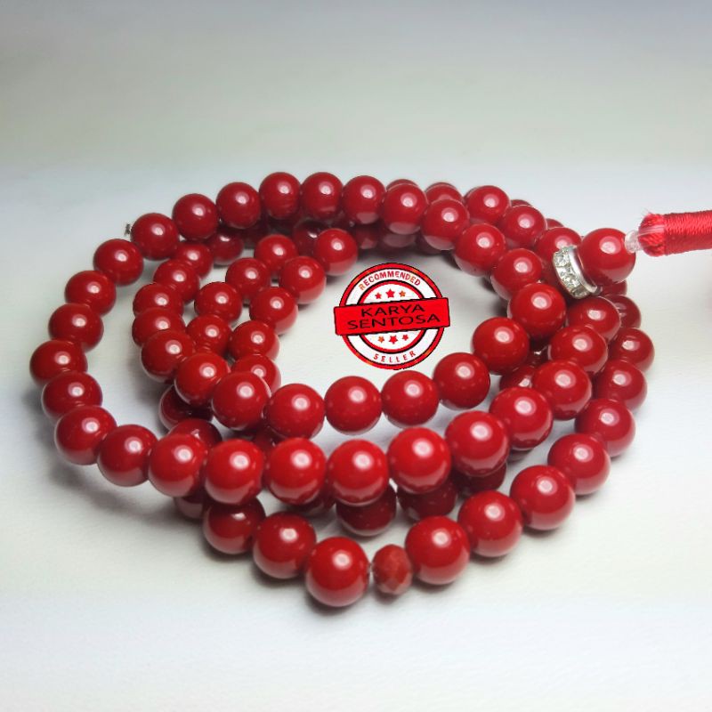 TASBIH BATU MARJAN ORIGINAL 99BUTIR 8MM