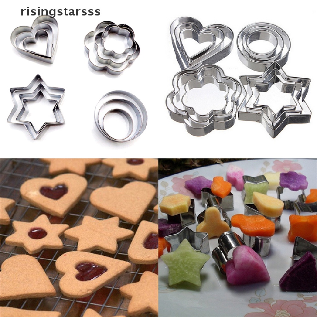 1 Set / 12 Pcs Cetakan Kue Bahan Stainless Steel