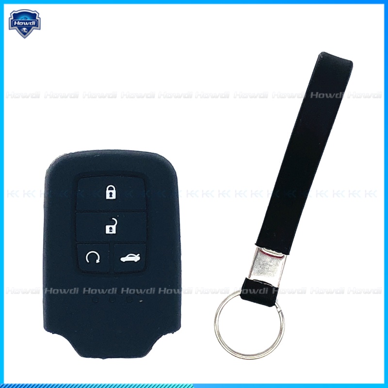 Cover Kunci Remote Keyless Bahan Silikon Dengan Gantungan Kunci Untuk Honda Civic