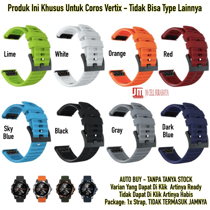 MF6P Strap Coros Vertix - Tali Jam Tangan Rubber Black Metal Buckle