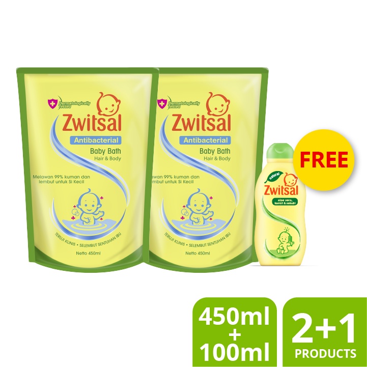 Jual Buy 2x Zwitsal Baby Bath & Body Antibacterial 450 ml Free Zwitsal