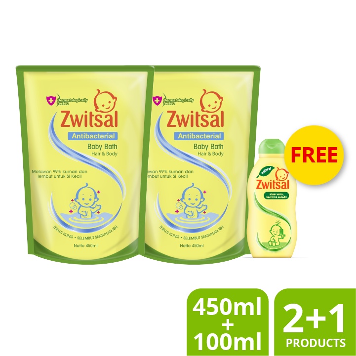 Jual Buy 2 Zwitsal Baby Bath & Body Antibacterial 450 Ml Free Hair ...