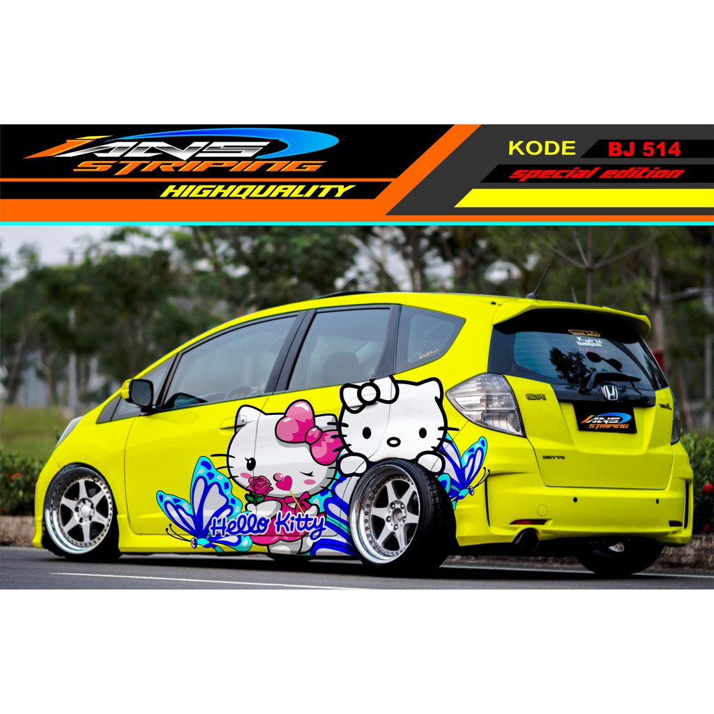 DECAL STICKER MOBIL JAZZ BRIO SIGRA AGYA YARIS / STIKER MOBIL HELLO KITTY / VARIASI STICKER MOBIL