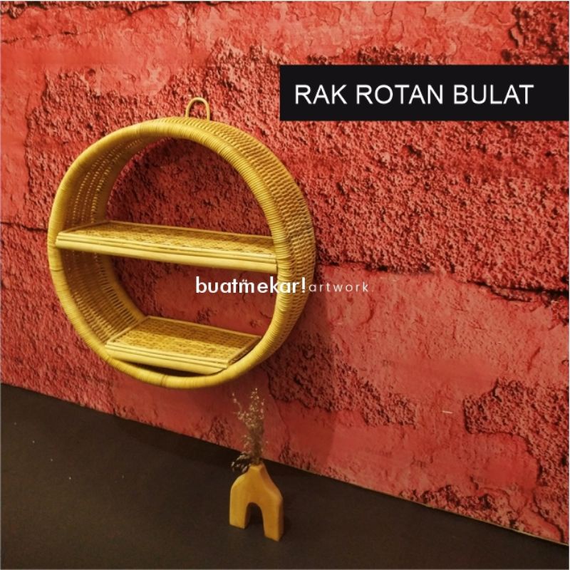 RAK ROTAN BULAT  50CM Rak Aesthetic