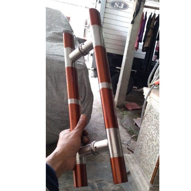 handle pintu oval 45cm baut tembus gagang tarikan pintu stainless pegangan pintu kaca stainless