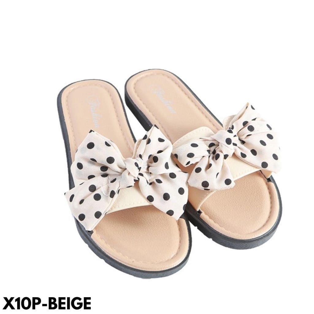 SANDAL WANITA BAHAN PU MOTIF PITA POLKADOT SUPER CANTIK DAN SIMPLE GAYA FASHION KEKINIAN 10P