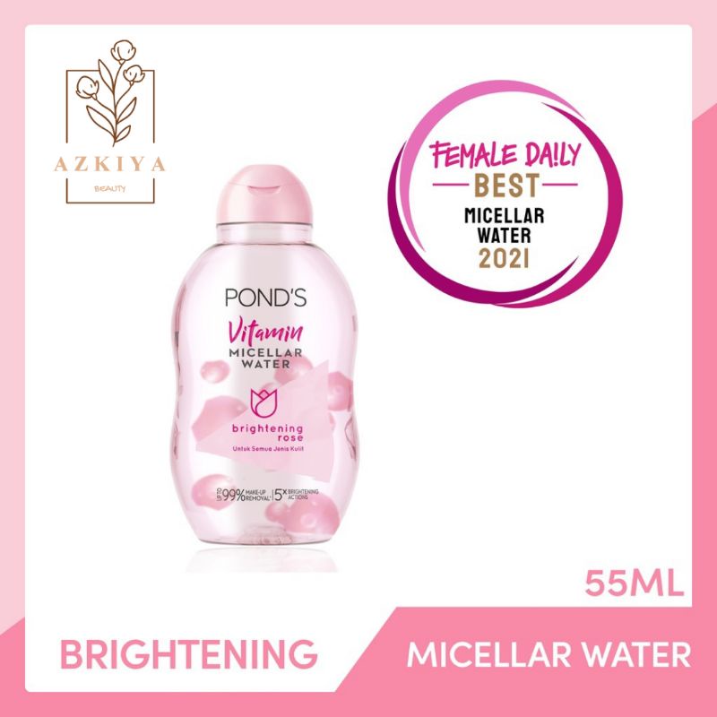 Ponds Vitamin Micellar Water Makeup Remover Brightening Rose 55 ml  For All Skin Type