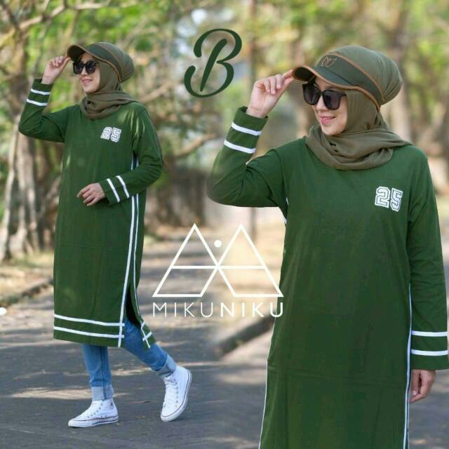 Tunik Casual Polos Strip Cotton Combed 20s Sylvia Ori by Mikuniku