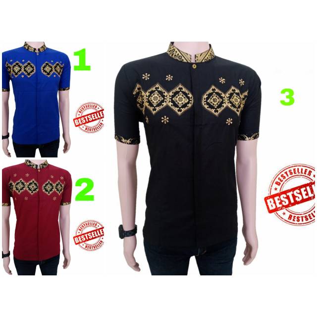 FASHION BAJU BUSANA MUSLIM PRIA Baju Koko Muslim Pria katun abu maroon