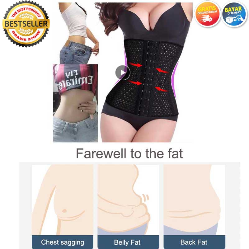 Waist Shaper / Korset Stagen / Korset Pelangsing / Peramping Perut dan Pinggang (3 Ukuran Pengait)