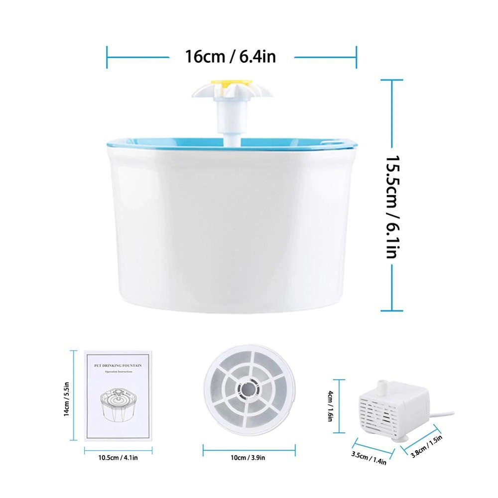 Tempat Minum Anjing Kucing 1.6 Liter Water Dispenser Fountain - 16EU - Blue / WINTO