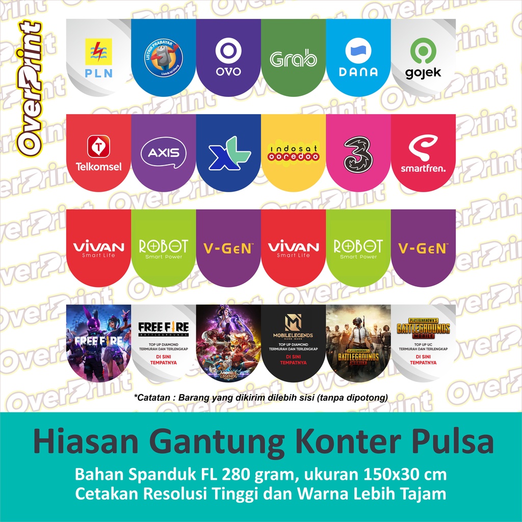 Spanduk Hiasan Gantung Konter Pulsa / Handphone Terlaris dan Murah