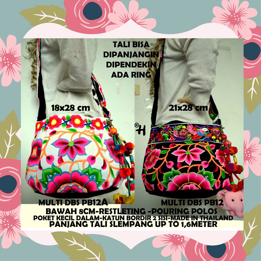 Tas Selempang Wanita Murah Kekinian Motif Bordir Bunga Import Bangkok Thailand