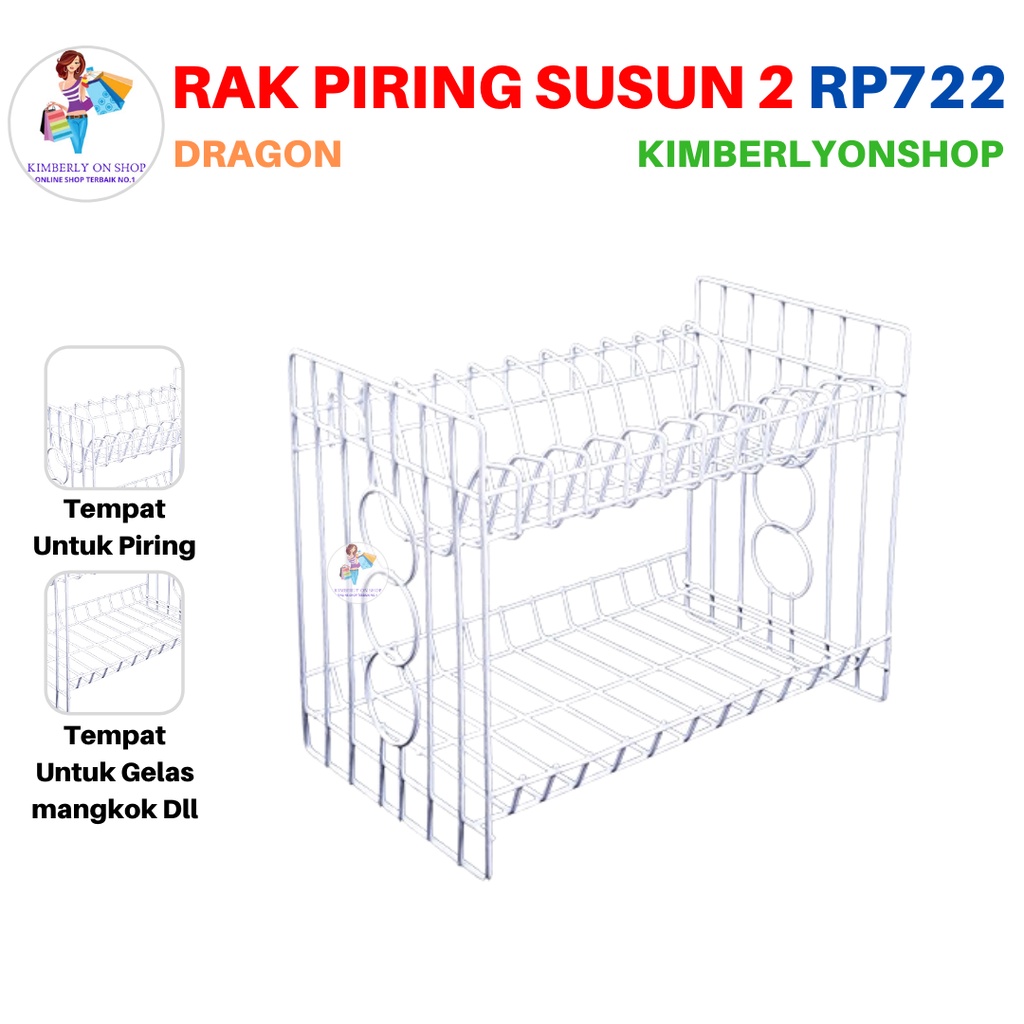 Rak Piring Gelas Dapur Susun 2 Putih Serbaguna Dragon