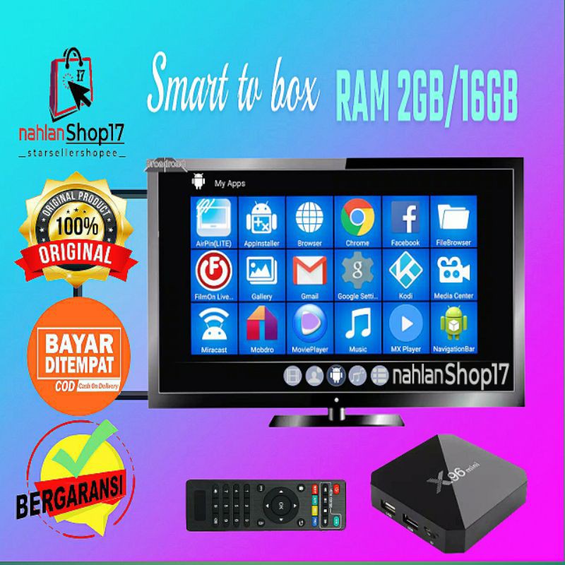 X96 Mini Smart TV Box 2GB/16GB RAM eMMC Hitam - TV Box Android 7.1.2