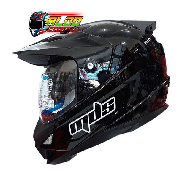 HELM MDS SUPER PRO SOLID BLACK METALIC ORIGINAL FULL FACE JUAL INK - SIZE M