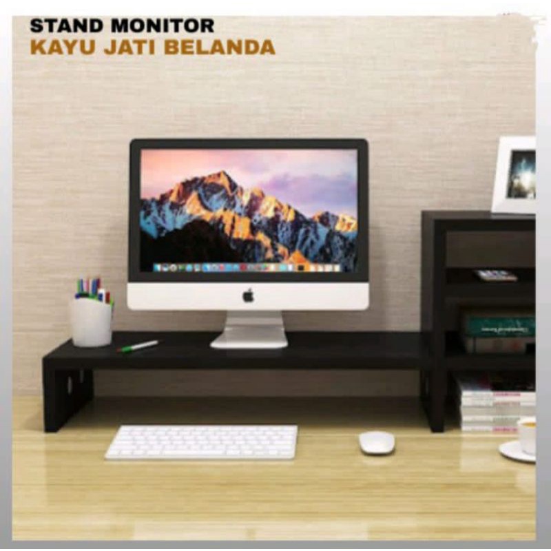 Jual Tatakan Kayu Minimalis Alas Stand Monitor Led Lcd Tempat Tv Serbaguna Kayu Jatibelanda