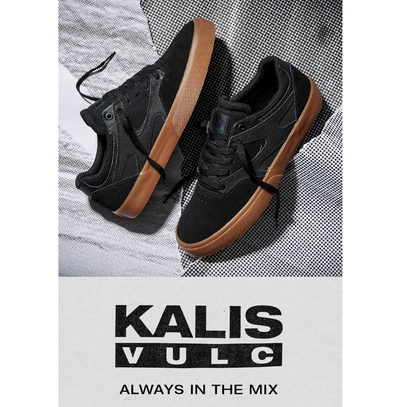 Sepatu DC Shoes KALIS VULC Black Gum Skate Shoes ORIGINAL