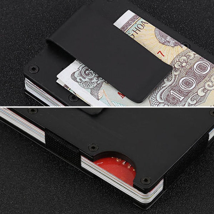 X11-B - Metal Card Wallet Money Clip with RFID Blocker