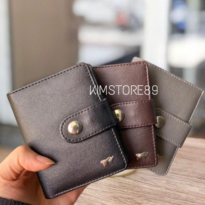 Dompet Kartu Card Holder pria dan wanita album kulit polos Tutup kancing  termurah