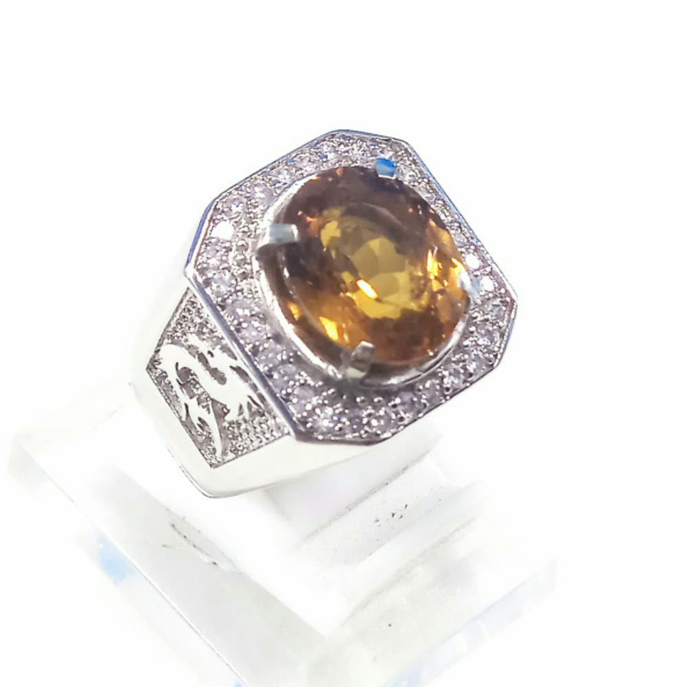 CINCIN BATU AKIK PERMATA NATURAL COLOR CHANGE SPHENE RING ALPAKA TAMPIL BEDA