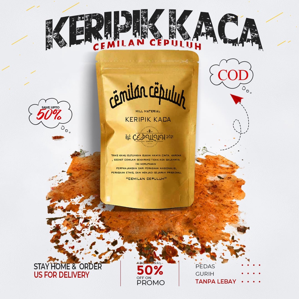 

Keripik Kaca/Beling Pedas daun jeruk bumbu rempah cemilan gurih renyah dan pedas cemilan cepuluh