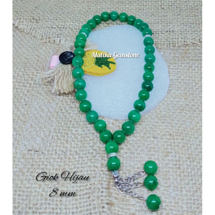 TASBIH BATU GIOK HIJAU 33 BUTIR 8MM 100% NATURAL
