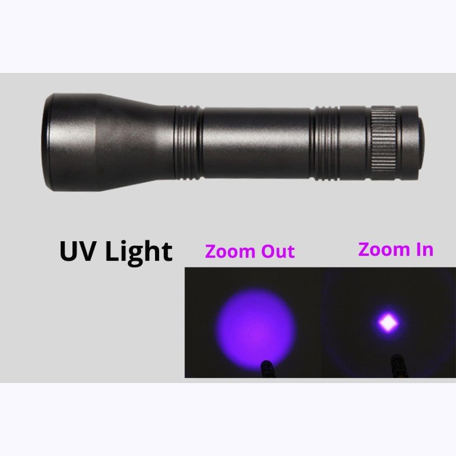 Senter LED Ultraviolet Light With Zoomable Pakai Baterai 18650 CT1