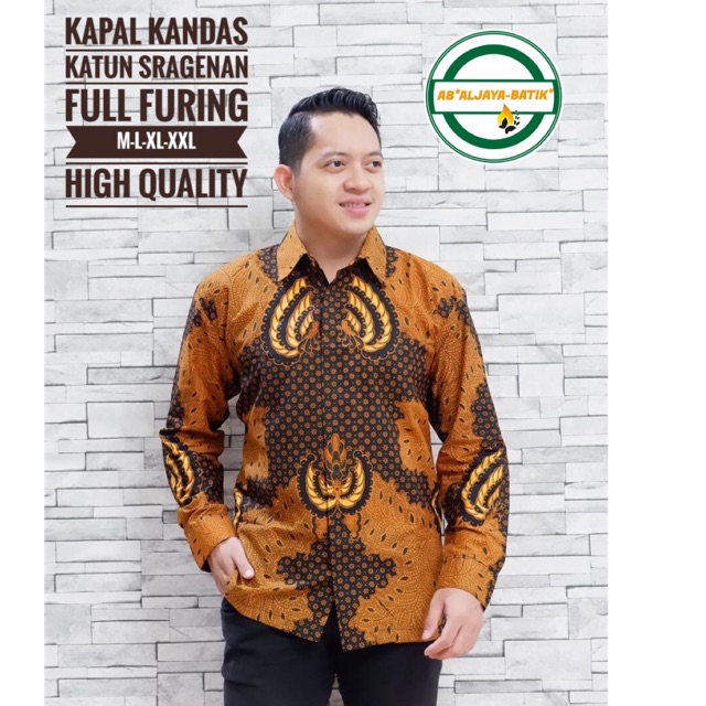 Batik Pria KAPAL KANDAS FULL FURING Katun Halus Ori Solo