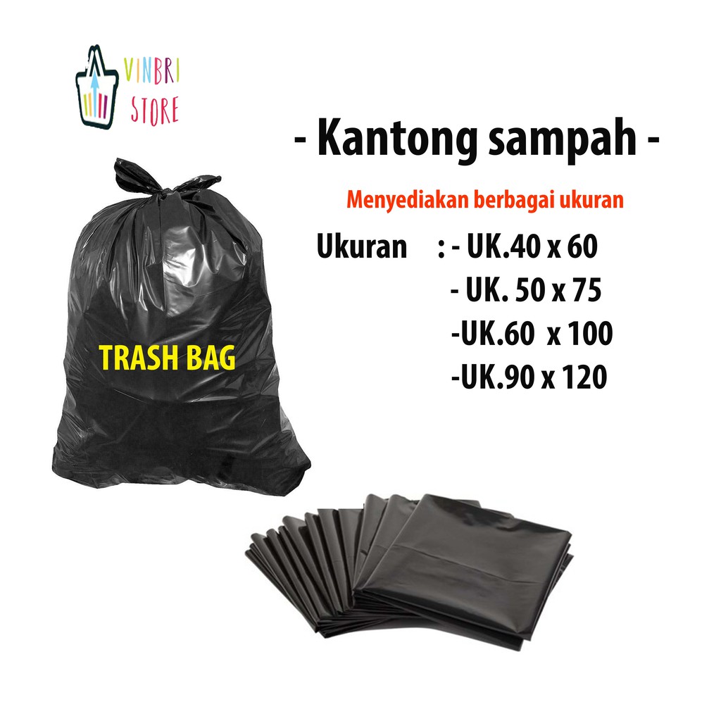 Jual PLASTIK SAMPAH HD.PE UK. 40x60/60x100/50x75, KANTONG SAMPAH HITAM