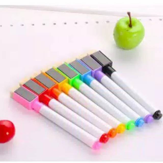

Spidol mini papan tulis + magnet + penghapus aneka warna