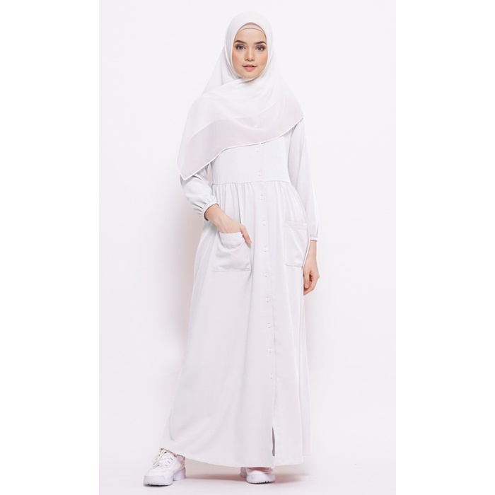 PREMIUM TUFINE - GAMIS WANITA GAMIS KEKINIAN - NAZWA DRESS WHITE - S