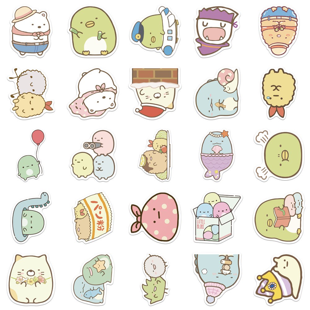 50PCS Sumikkogurashi cartoon image waterproof sticker white bear penguin tonkatsu cute luggage decoration hand account sticker