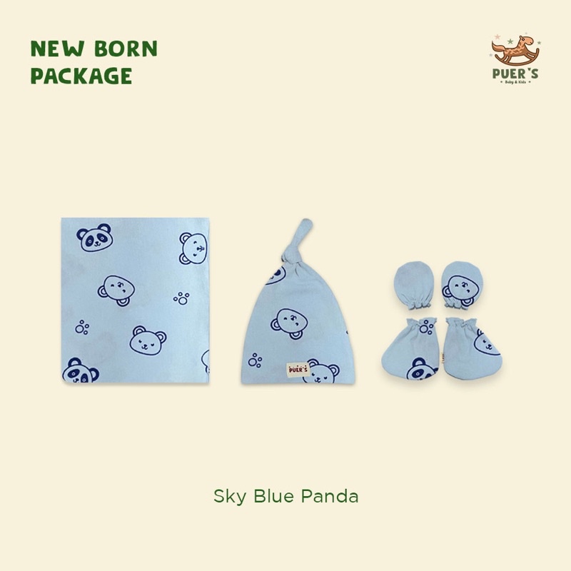 NEWBORN PACKAGE (SWADDLE SET) SKY BLUE PANDA