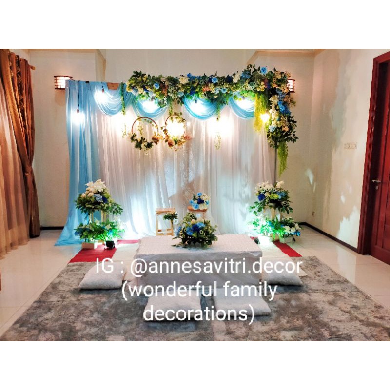 sewa dekorasi backdrop akadnikah 3 meter + meja akad lesehan