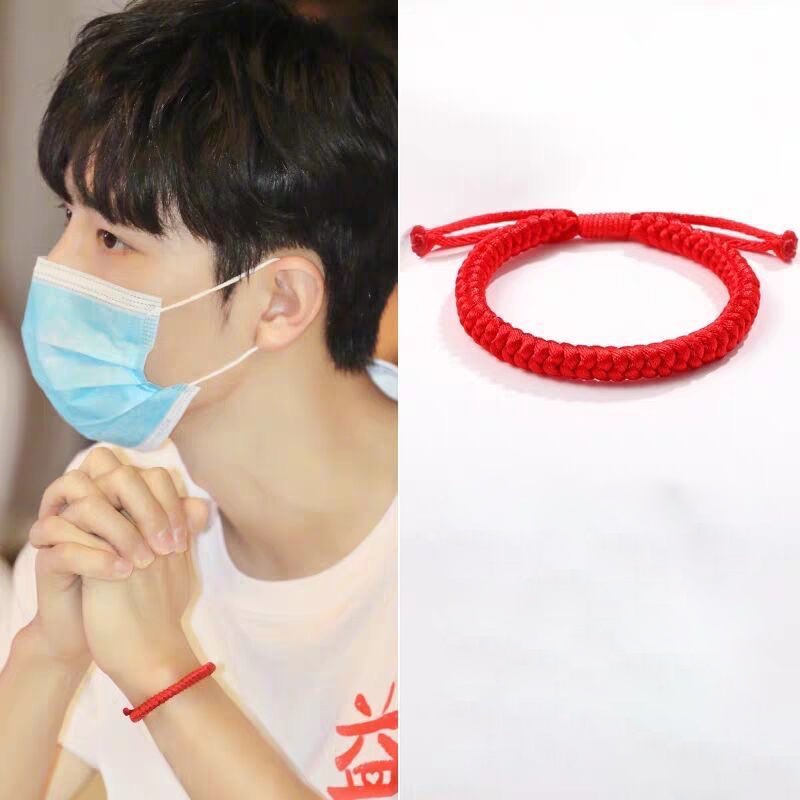 XiaoboACC Xiao Zhan Gelang Tali Anyam Tangan Warna Merah Untuk Pria / Wanita