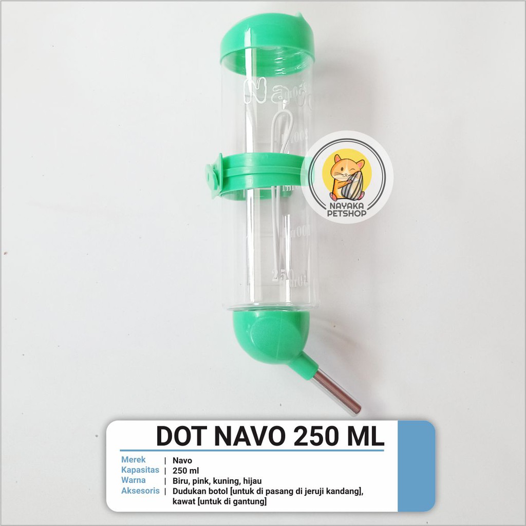 Navo 250 ml Dot Botol Tempat Minum Hewan Hamster Tupai Bajing Gerbil Sugar Glider Tikus