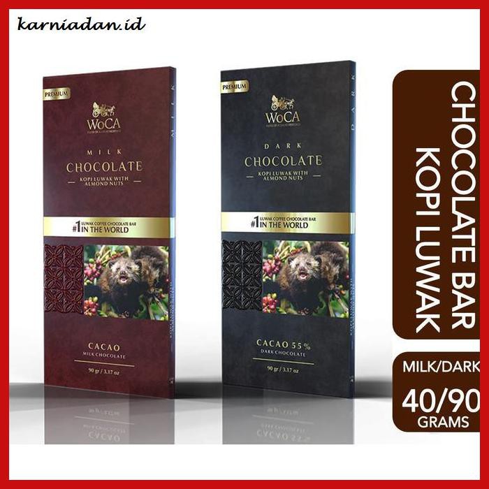 

MAKANAN-RINGAN- WOCA KOPI LUWAK PREMIUM CHOCOLATE BAR DARK OR MILK - 40 GRAM,MILK CHOCOLATE