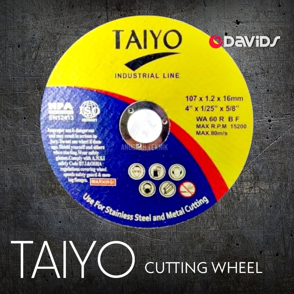 Taiyo Mata Gerinda Potong Besi Pemotong Batu Cutting Wheel Grinda Gurinda 4 Inch Kualitas WD