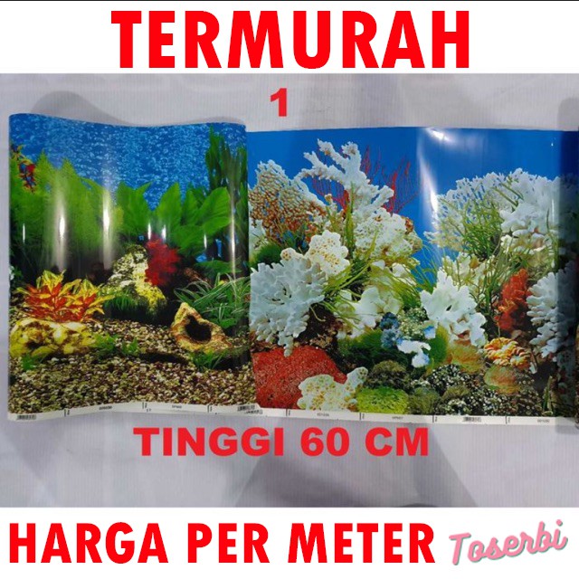 Background Latar belakang Aquarium Tinggi 60 cm Panjang 1 meter Stiker Akuarium