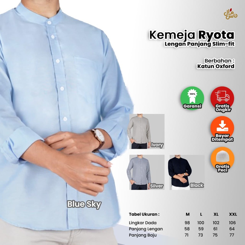 Kemeja Pria Ryota  Modern Lengan Panjang Slimfeet