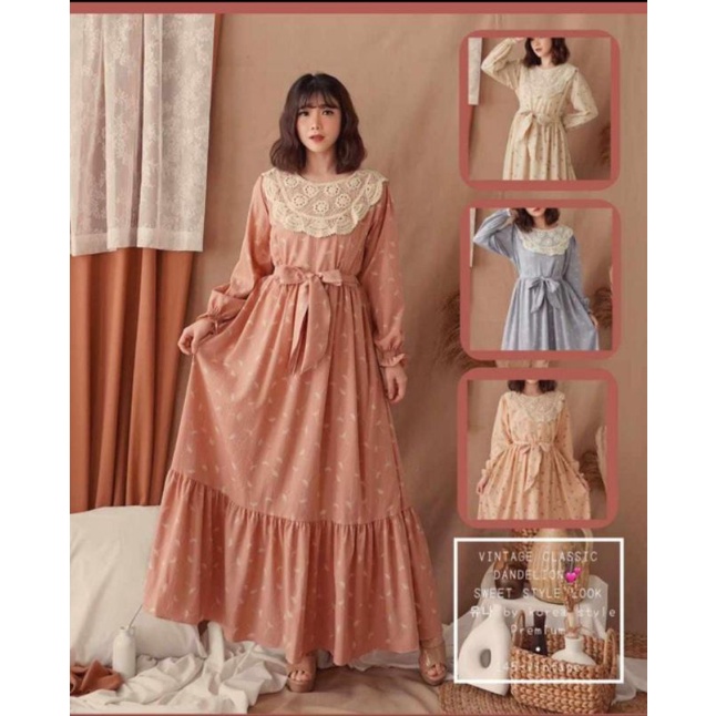 Gamis Lebaran Maxi Koreana Vintage BKK Vintage classic 2327 Premium