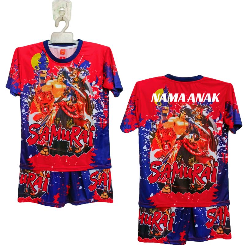 setelan baju anak laki laki samurai full printing size 2-12thn