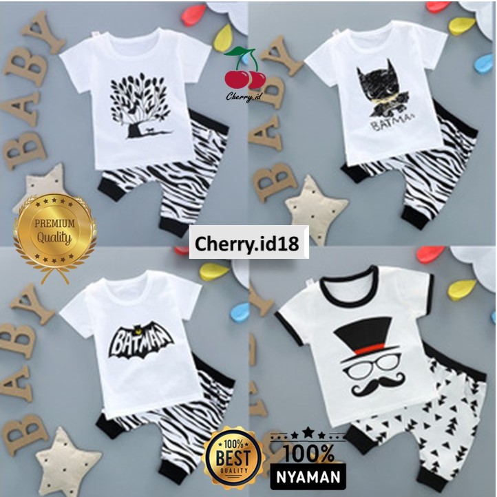 Cherry COD Setelan Baju Anak Batman Import / Pakaian Anak Cowok Motif Batman - SB11