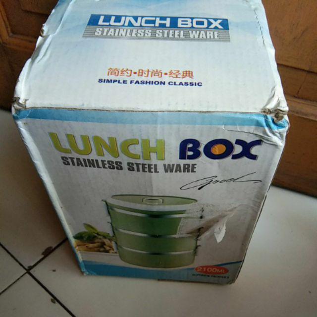 [disiniaja] Rantang / Lunch Box Kotak Makan / Bekal Stainless Susun 3 Warna
