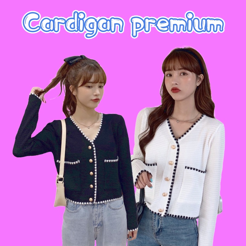 Korean Cardigan crop/rajut wanita/v neck/kardigan wanita