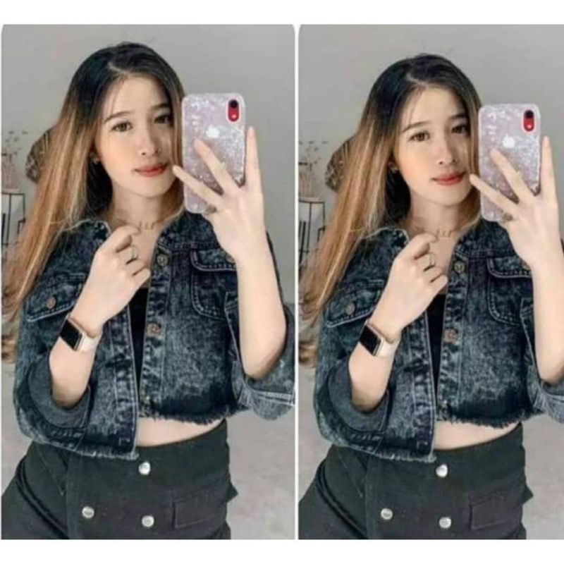 JAKET BIONDY CROP JEANS DENIM JAKET WANITA TERBARU MURAH JAKET CEWEK JINS BIONDY-8