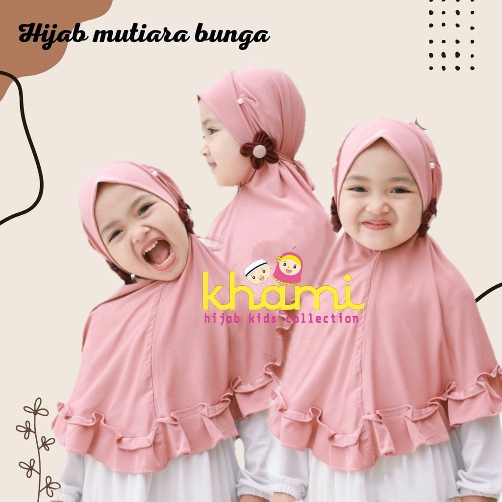 Khamikidz Jilbab Anak Perempuan Apna Hijab Mutiara Bunga Kerudung Anak Cewek Jersey Premium