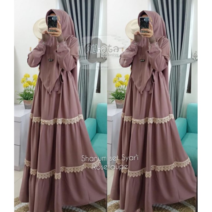 Gamis Dress Set Muslim Shanum bahan ItyCrepe Original branded by Athata